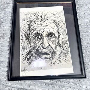 Albert Einstein,‎ rendered in a dynamic, scribble-art style print portrait wall